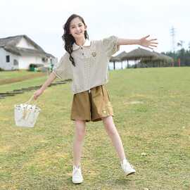 童装女童夏季套装2025洋气新款儿童短袖短裤夏装女大童夏款两件套