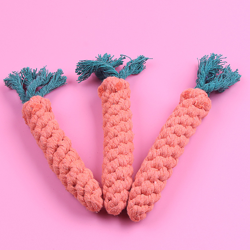 Węzły bawełniane z marchewki, zabawki dla psów odporne na gryzienie, liny tkane, artykuły dla zwierząt_voghion.com