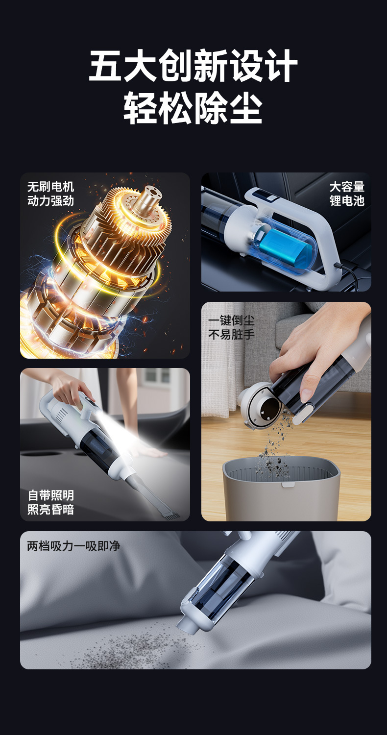 Car Vacuum Cleaner, Wireless Charging for Car Use, Super High Power Suction for Home Use, Small Handheld Portable Mini