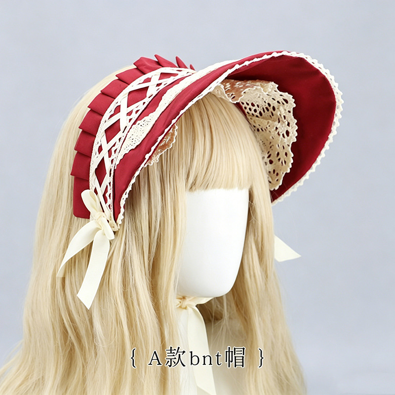 Gorro Lolita con Encaje, Tela, Hecho a Mano, para Cosplay y Eventos