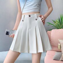 百褶西装短裤裙女夏季薄款2026新款显瘦高腰a字休闲裤宽松阔腿裤