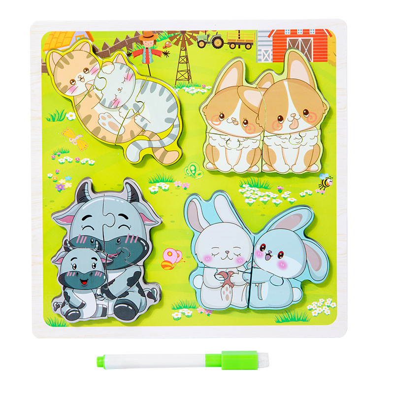 Juguetes de bloques para niños dibujos animados rompecabezas tridimensionales puzzle educación temprana interesante puzzle puzzle