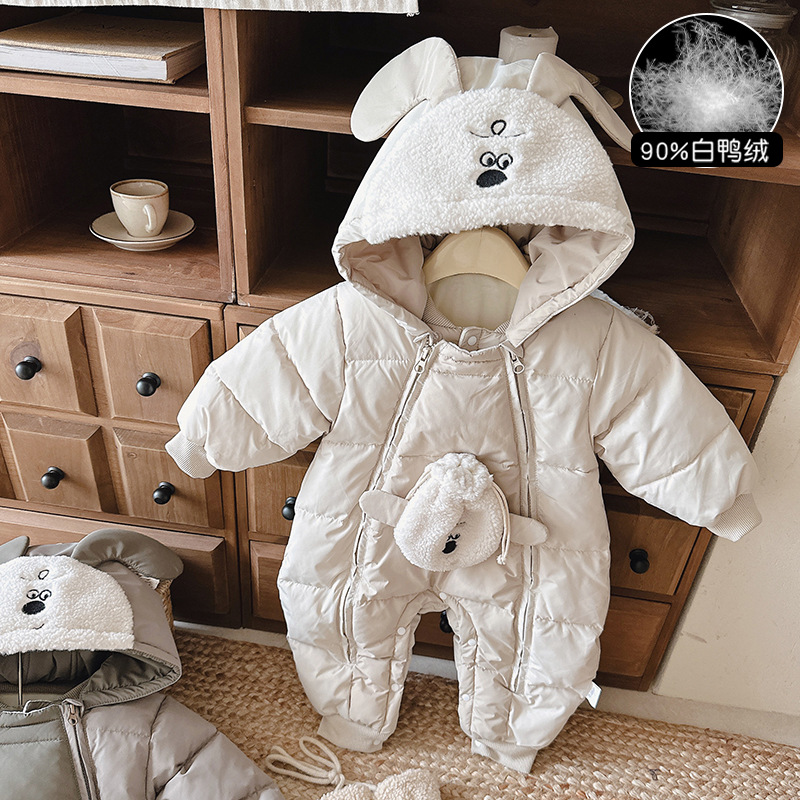 Ropa de invierno de recién nacidos de plumón 90 blanco de la camiseta de trepa para bebés camiseta de bebé abrazón cálido para salir