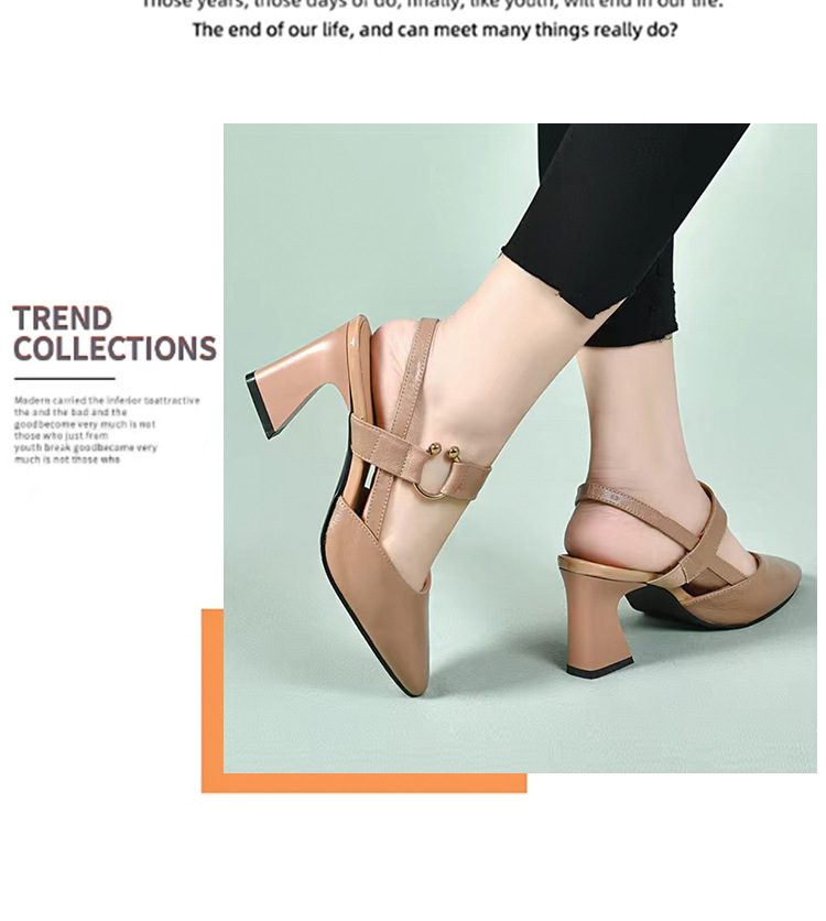Sandal nữ mũi nhọn quai ngang da thật gót 5 cm — Màu mơ 5 cm chi tiết 11