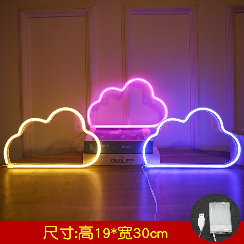 LED flamenco luz modelado luz ins cactus nube de neón luz de neón Luna luz decorativa de la noche del relámpago