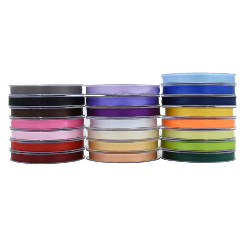 1cm de doble cara cinta de poliéster de cifrado 22 colores flores embalaje pastel arco cinta de seda DIY cinta de alta densidad