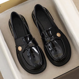 Высокие лоферы для кожаной обуви на платформе, универсальная обувь, французский стиль, в западном стиле