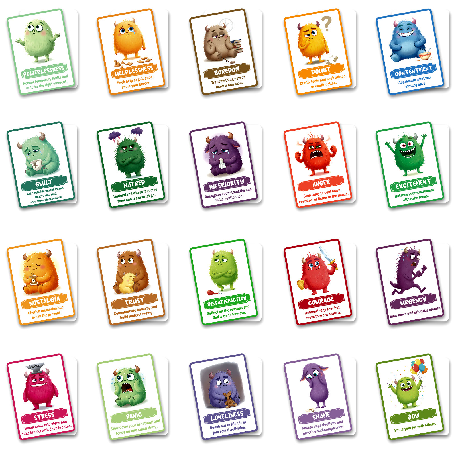 50 nieuwe grensoverschrijdende tekstcitatenkaarten, creatieve en unieke schattige cartoonmonster-emotiekaarten_voghion.com