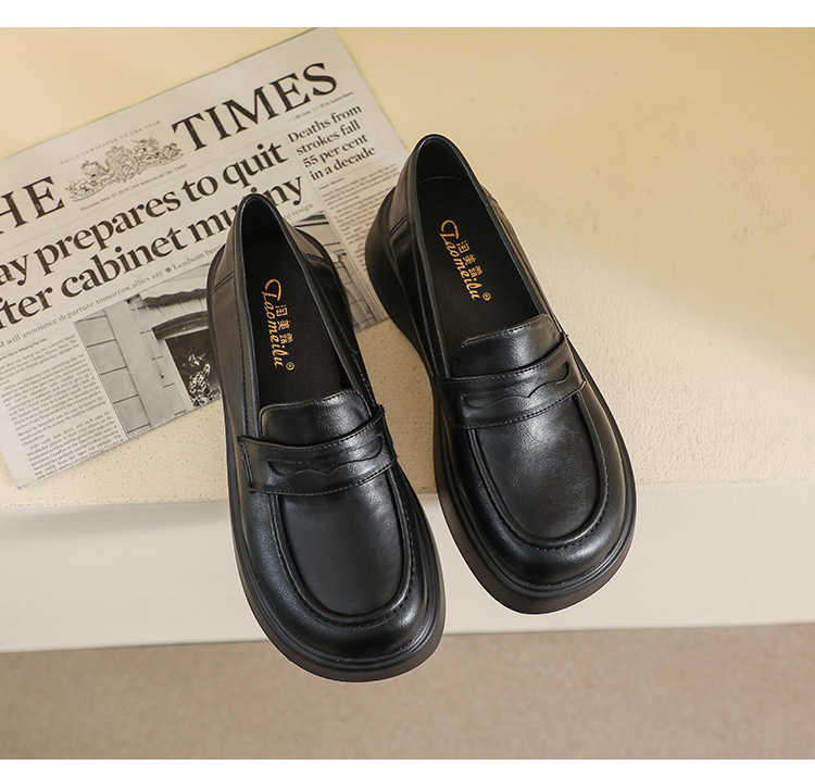 Retro Damen Loafers Im Britischen Stil Mit Dicker Sohle_voghion.com