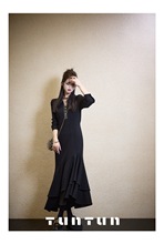 月号上新懒美人  黑色加绒连衣裙