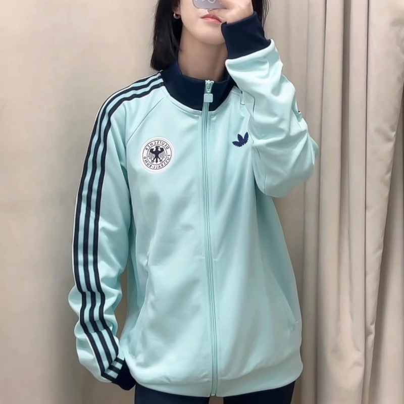 Clover sports jacket for autumn, unisex, embroidered logo, classic retro German football team jacket 9340