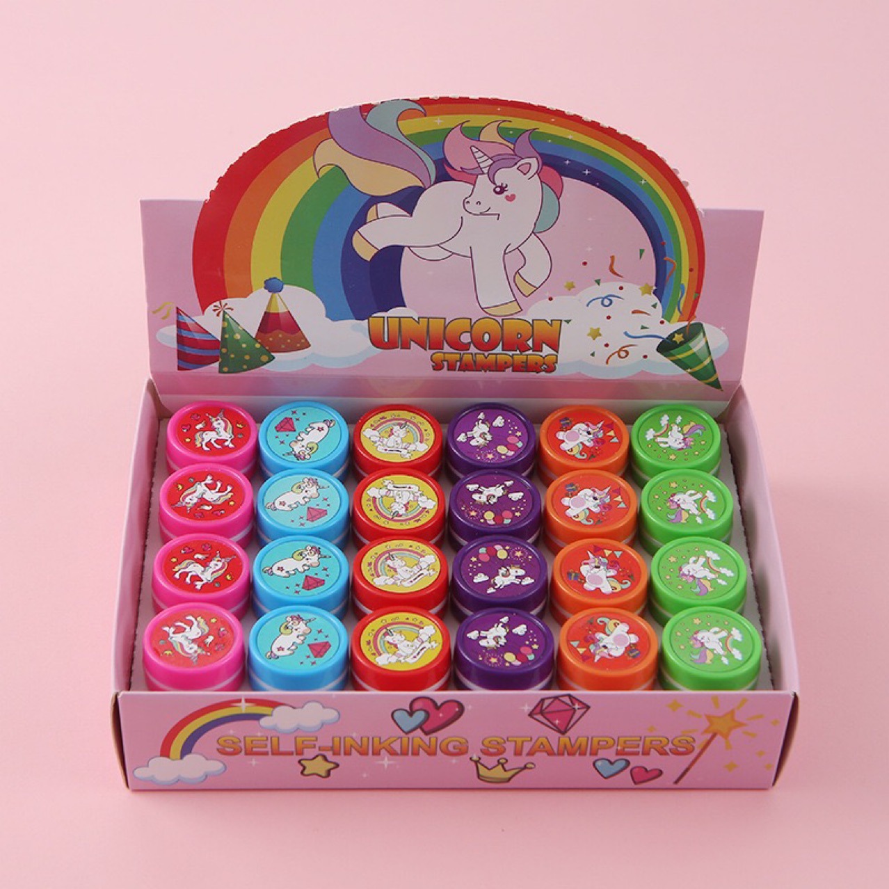 Juguete de dibujos animados sello de tinta lindo unicornio pequeño conjunto de sellos juguetes para niños conjunto de sellos de dibujos animados lote