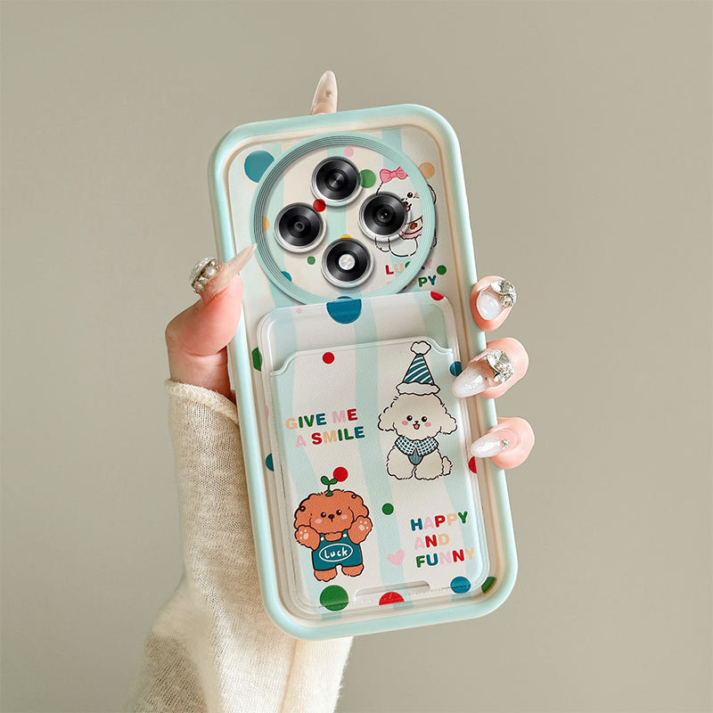卡包壳适用OPPO全包Reno/realme系列tpu手机壳清新抗摔耐脏草莓兔