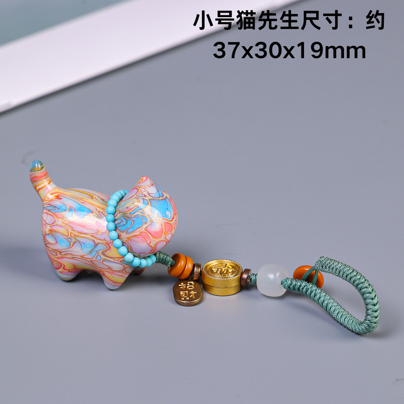 天然紫檀木漆猫板ペンダント、パール編み携帯電話チェーン、バッグチャーム、キーホルダー、アクセサリー、中国風飾り|undefined