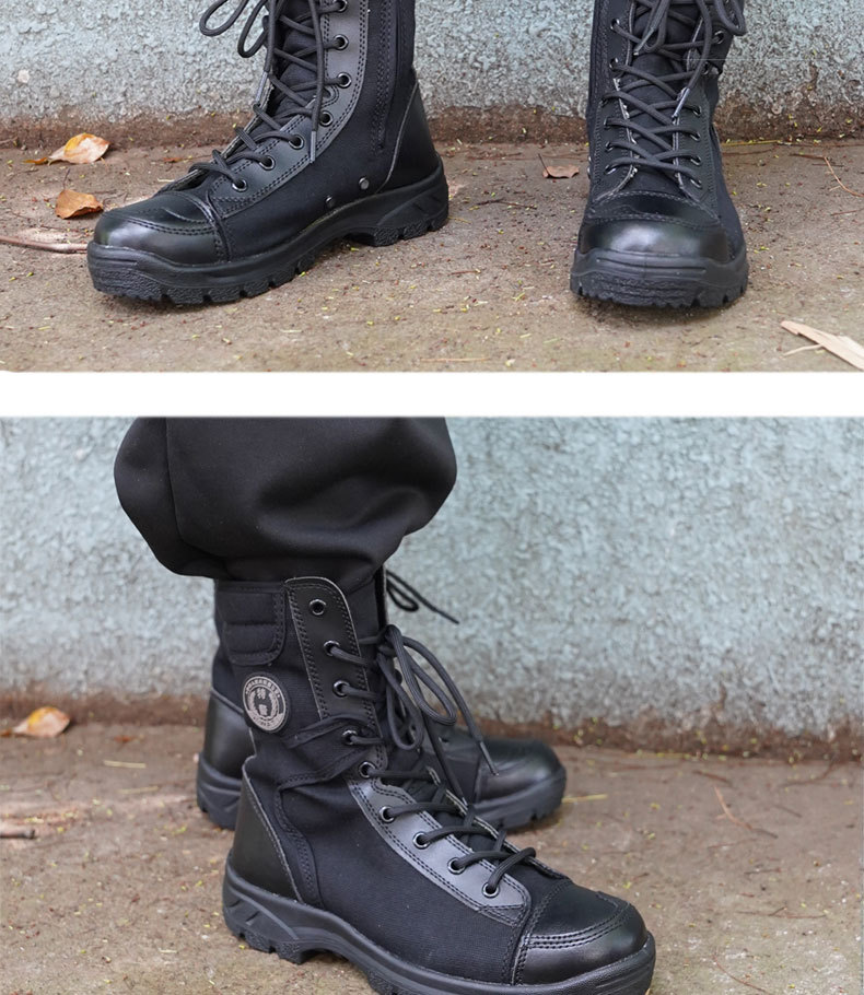 Canvas shoes mesh top light breathable combat boots men's summer tactical boots training boots_voghion.com