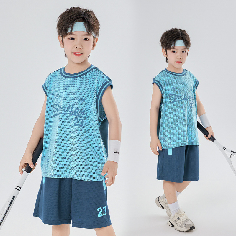 Boys' Basketball Uniform Set 2025 Summer Sleeveless Vest Sportswear Jersey Two-Piece Sports Suit