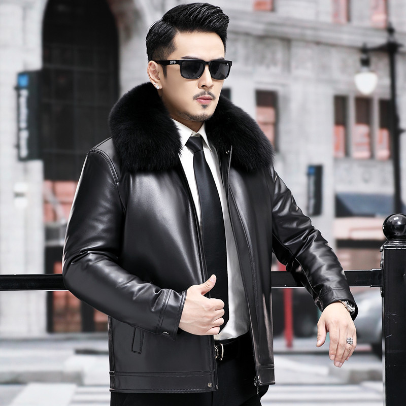 Haining genuine leather jacket men's overcoat sheepskin gold mink…