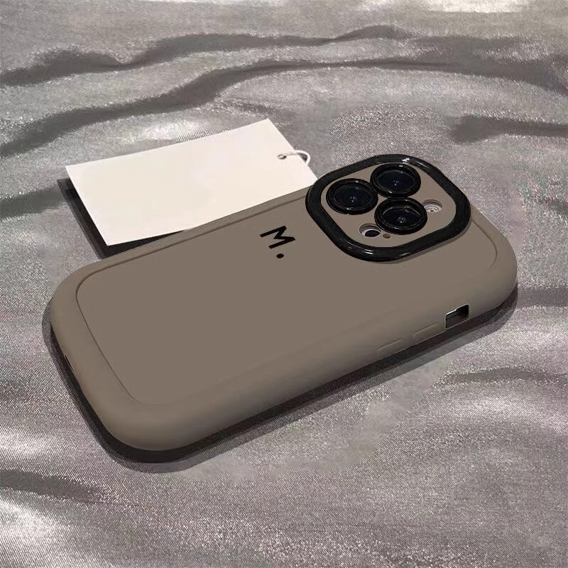 Suitable for Apple 17 Pro Max Phone Case, Simple Painted m Letter Creative iPhone 14 Plus Puff 15/13