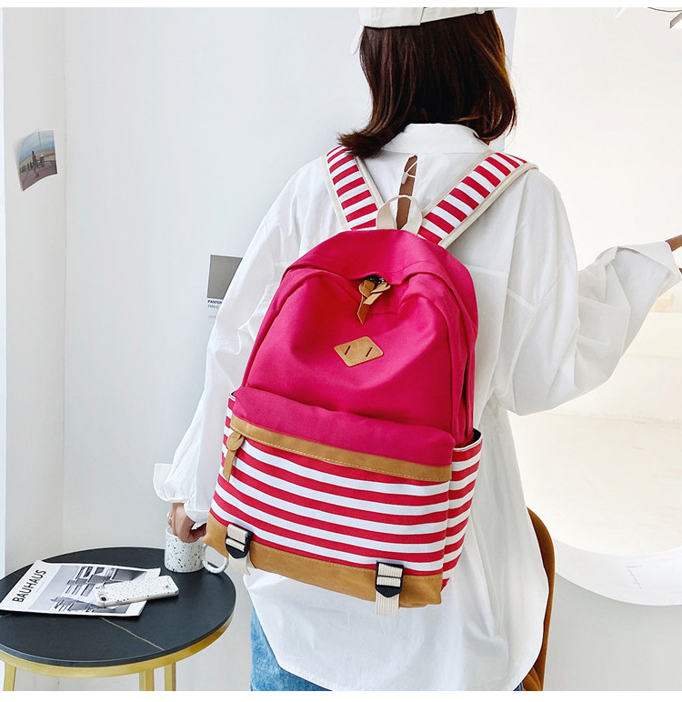 Stripes Large Capacity Fashion Canvas Backpack Wholesale Nihaojewelry display picture 1