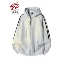 条纹连帽卫衣男女宽松慵懒风2025新款春秋季美式学生开衫上衣外套