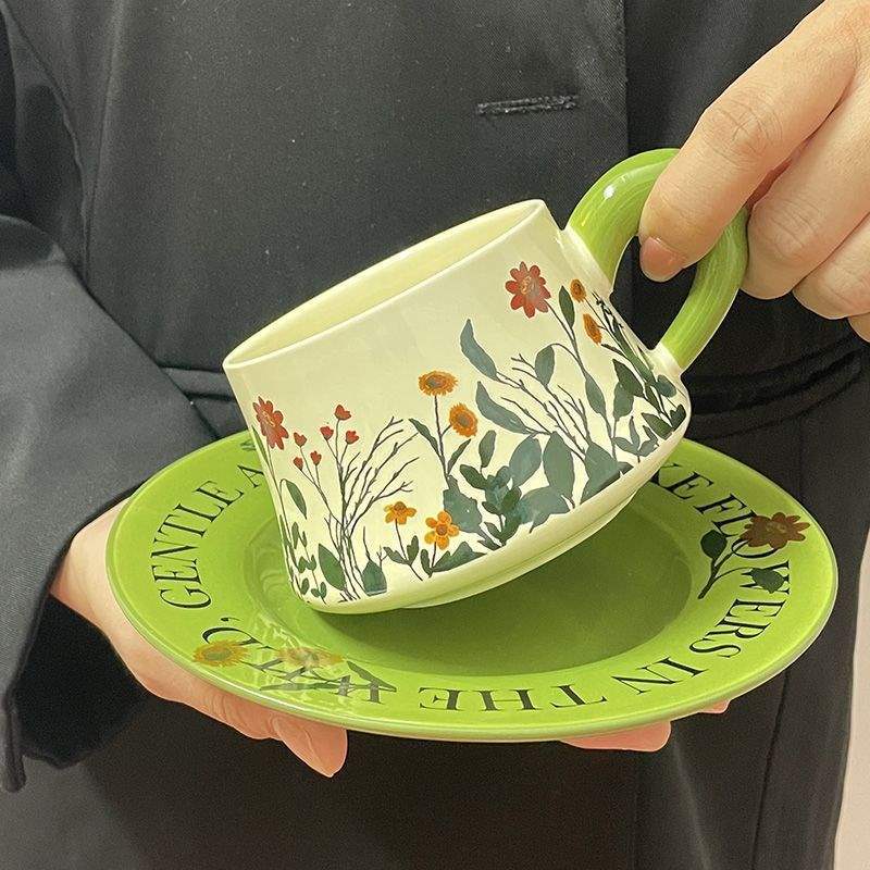 High-end nicho ligero de cerámica taza de café plato conjunto de té de la tarde taza de café latte de alto valor de cara regalo