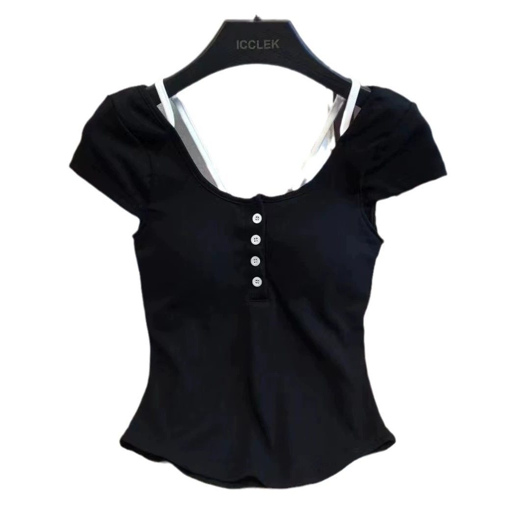 Комплект, универсальная футболка, облегающий топ с чашечками, цветочный принт, узкий крой, красивая спина