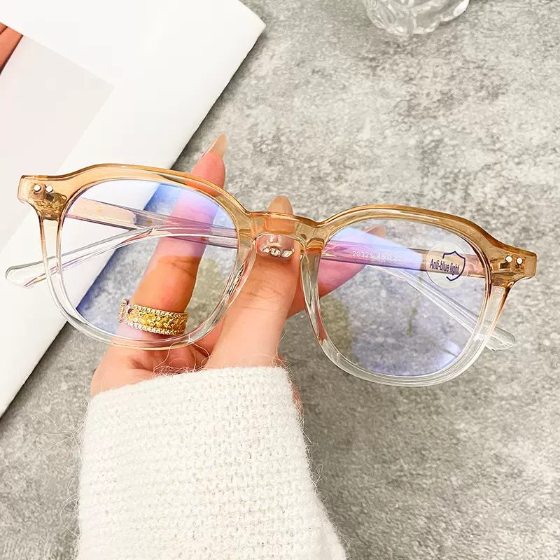 跨境电商板材黑框眼镜素颜神器方形镜框近视平光防蓝光高级感眼镜