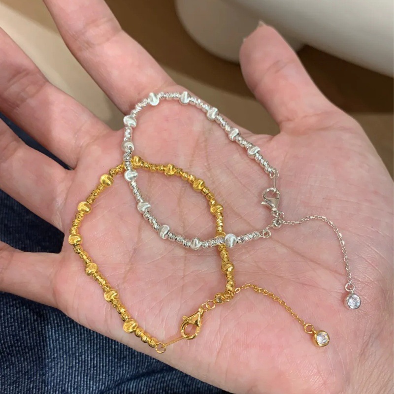 シルバービーズ織りクリスタルパールブレスレットレディースライトラグジュアリーニッチファッションブレスレット秋冬気質多用途ハンドジュエリー|undefined