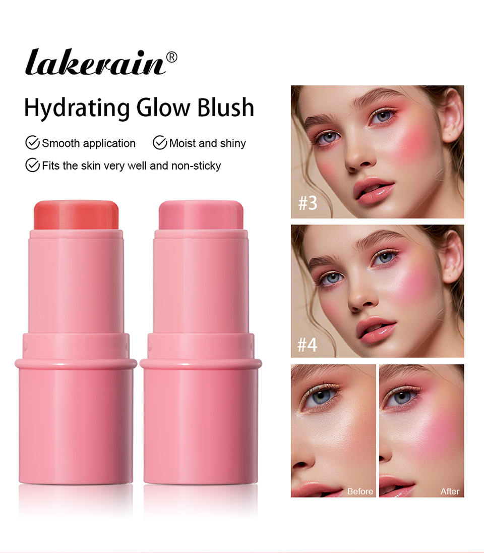lakerain Water Glow Blush Cross-border Beauty color-enhancing Blush Stick Specification drawing