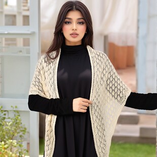 Korean Style New Hollow Diamond Polyester Triangle Scarf Women's All-match Solid Color Warm Shawl Air-conditioned Room Decorative Scarf