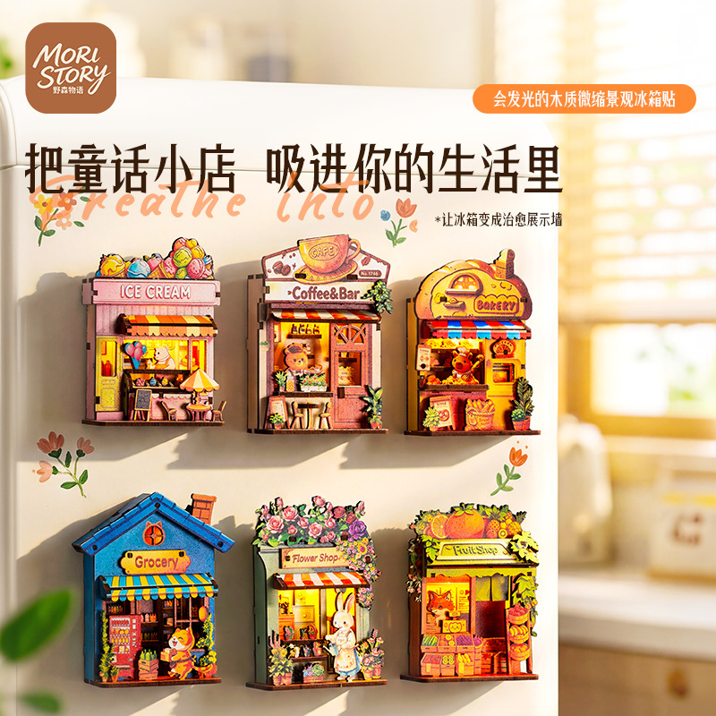 Nosemon Monogatari Little Bear Coffee House Miniature Scene Creative DIY Assembly Model Wooden Toy Assembly Gift