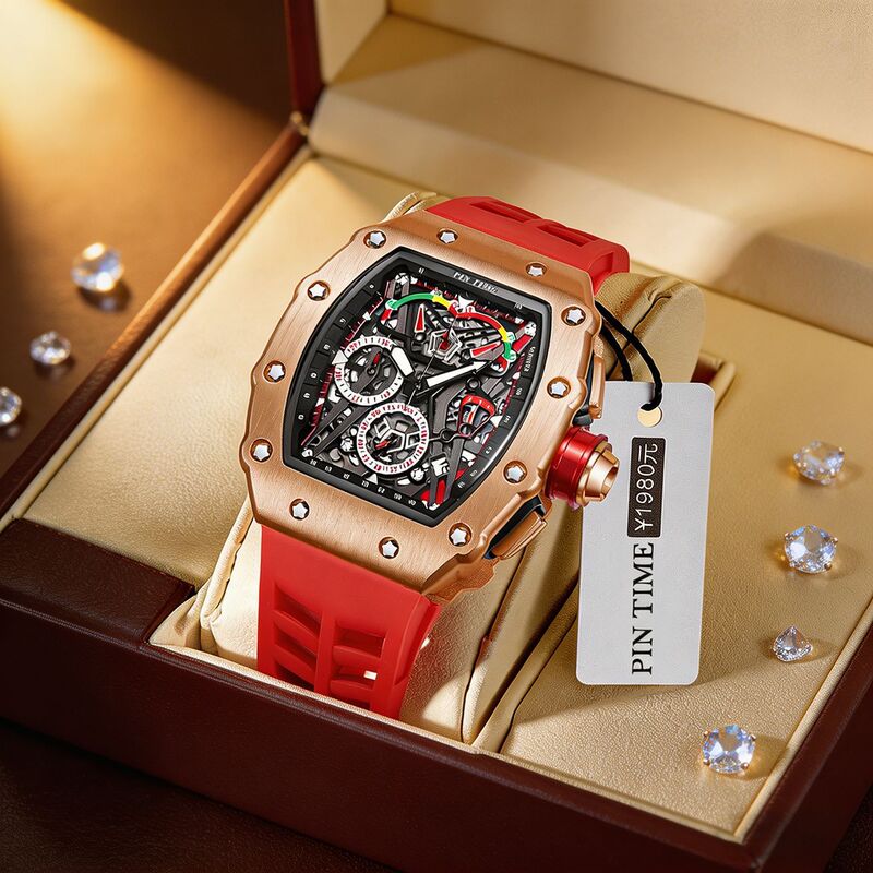 Dropshipping Time Watch Men's Mechanical Style Cut Out Watch Three-Eye Quartz Men's Watch Waterproof Watch