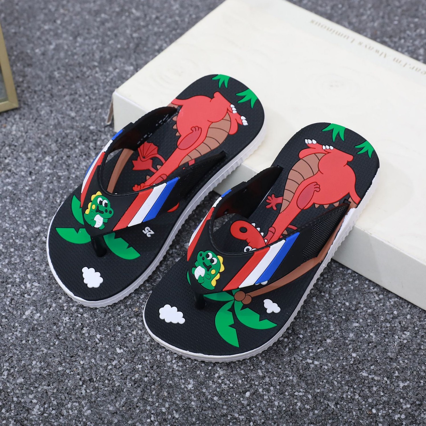Children's Slippers Boys Children's Toe Shoes Boys and Girls Beach Shoes Non-slip Soft Sole Casual 6-12 Years Old Men's Flip Flops