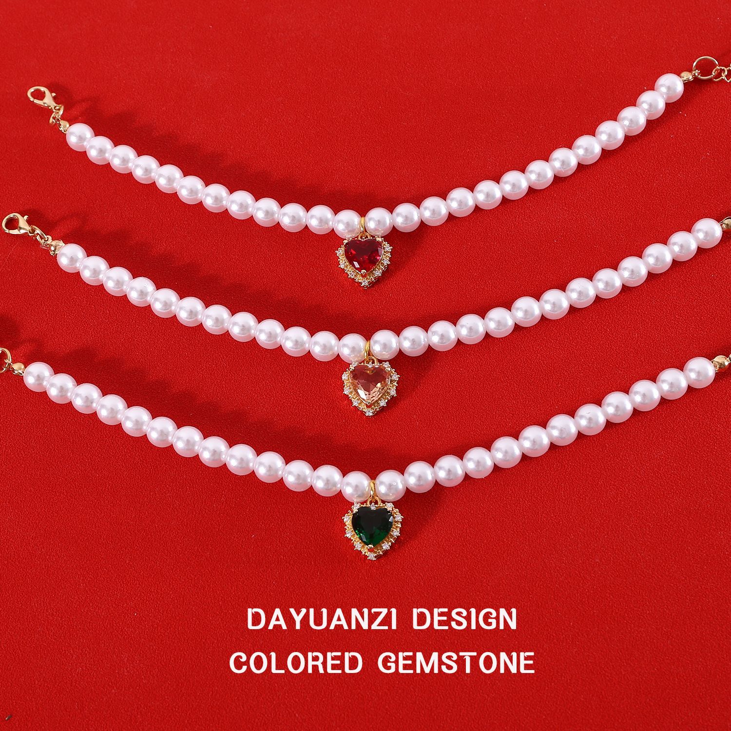 Perla ajustable para mascotas gatos perros conejos amor collar de diamante zircón collar de cumpleaños comercio exterior collar