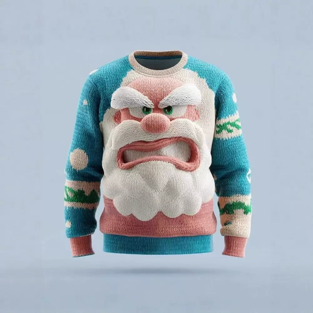 25跨境外贸秋冬季新款热卖3D印花粗针拉条男女款休闲长袖圆领卫衣