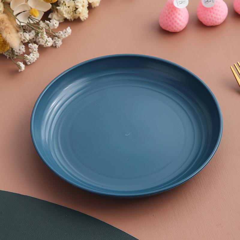 小麦わらプレート 家庭用食器 高級感プラスチックフルーツプレート 大型丸皿 サラダ・デザート・スナックプレート|undefined