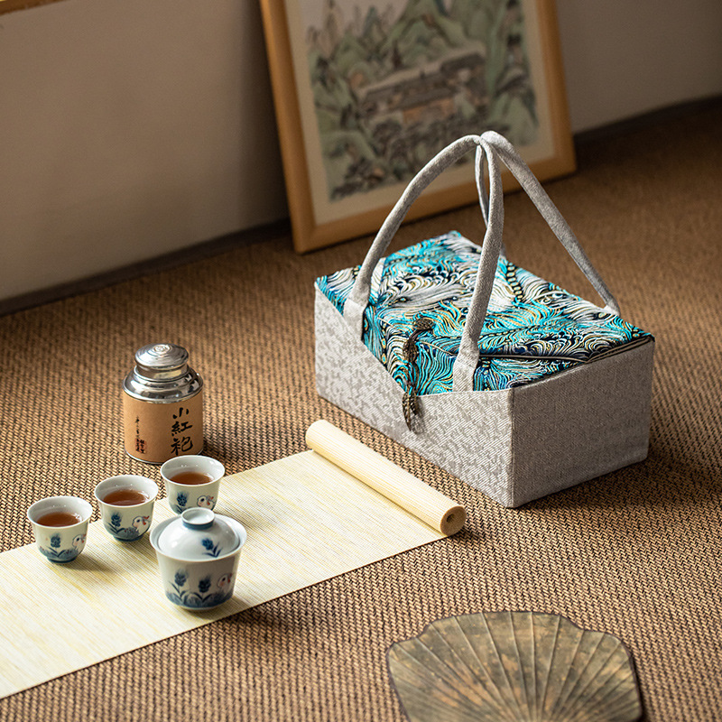 蓝凤尾一壶两杯四杯一壶一海四杯一壶四杯六杯八杯包装国风礼盒