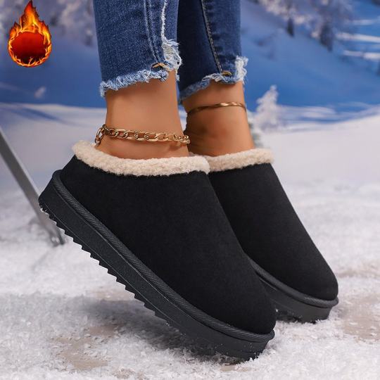 Cross-Border Large Size Cotton Shoes for Women 2025 Winter New Style Fleece-Lined Warm Birkenstock Retro Slippers Low-Top Snow Boots for Women