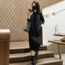 连衣裙秋冬新款连帽卫衣裙长款过膝大码加厚韩版宽松显瘦连衣裙潮