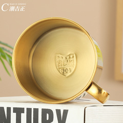 304不鏽鋼口杯幼兒園兒童防摔水杯金色隨手杯大容量帶蓋茶缸杯子