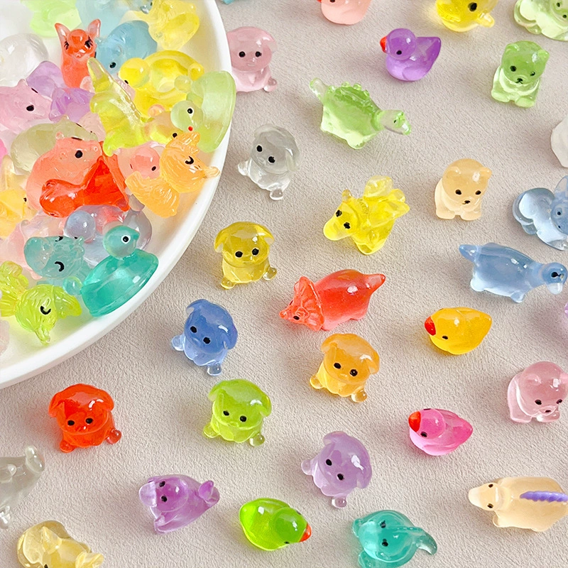 Светящиеся маленькие украшения, коллекция милых мультяшных животных, миниатюрное настольное декоративное изделие, творческие diy аксессуары, смоль украшения