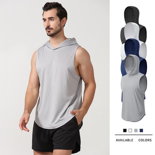 Summer New Sports Vest Men's Quick-Drying Loose Vest Fitness Men's Basketball Training Hooded Fitness Vest Women