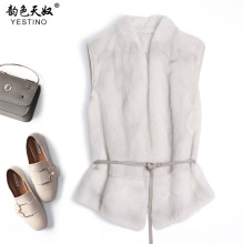 高贵显瘦 2025冬季新款天鹅绒小母貂水貂马甲女短款整貂皮草背心