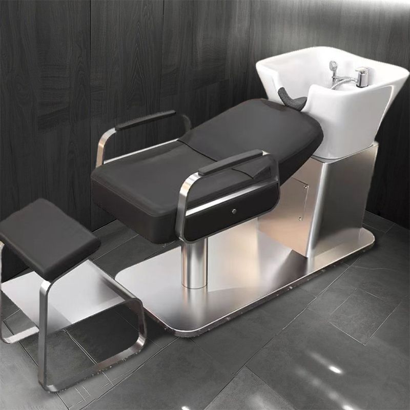 4각 세라믹 세면대 + 스테인레스 스틸 실버 섀시