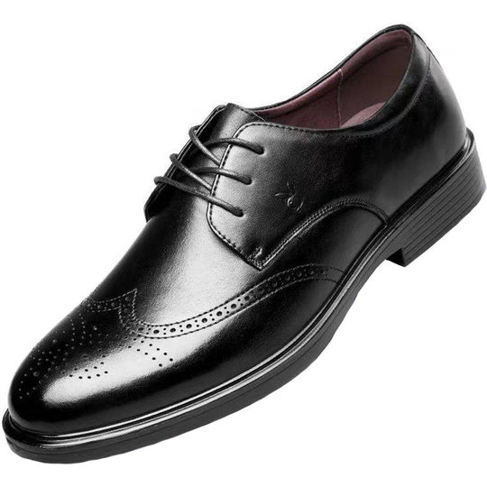 Men's Shoes 2025 Spring Business Dress Shoes British Style Breathable Soft Bottom Carved Brock Shoes plus size Height Increase