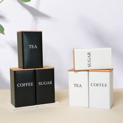 現物竹蓋シール包装insシンプル風ブリキ缶砂糖SUGAR茶COFFEE鉄箱