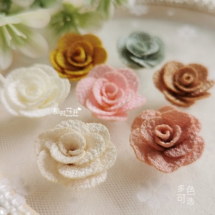 5 yuan 6 handmade fabric three-dimensional rose flowers diy accessories decorative clothing accessories corsage accessories material