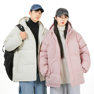 Customized Logo 2024 New Cotton Outwear Men's Winter Thickeneded Hooded Cotton Jacket Loose Ins Trendy Brand Light Plate