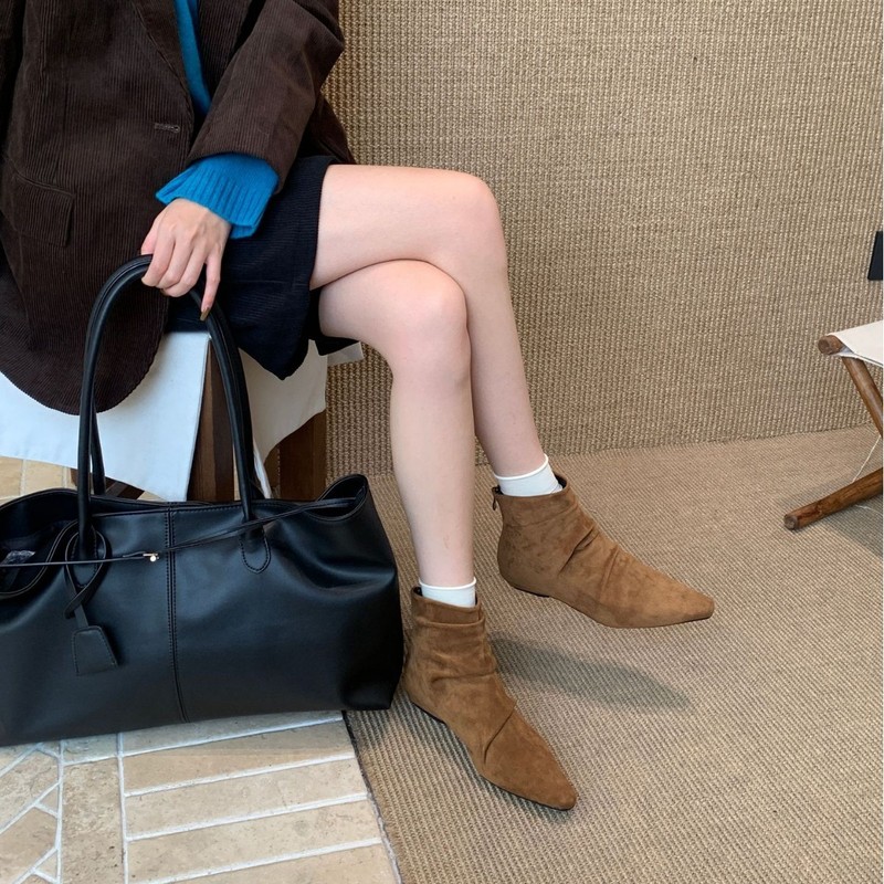 低底短靴女2025新款秋冬款爆款堆堆靴圆头套筒爆款中筒靴|undefined