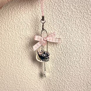 Handmade Hello Kitty mobile phone chain bag chain beaded ccd pendant girlfriends gift pendant cute ins style